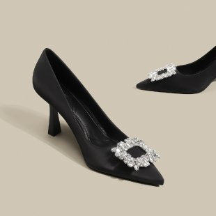 Damen elegante Stiletto-Pumps mit funkelnder Strass-Schnalle R&B
