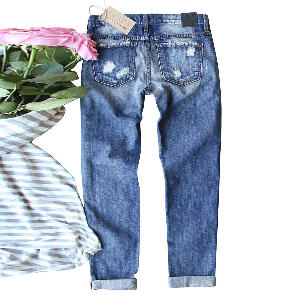 Damen Jeans im kreativen Design mit Spooky-Motiven und lässigem Fit R&B
