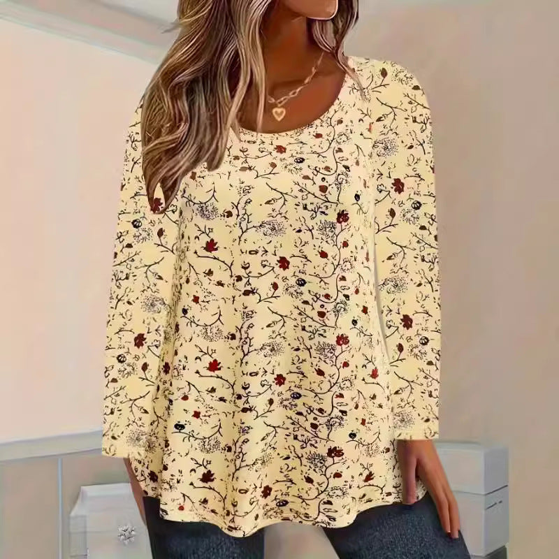 Damen Blusenshirt mit floralen Akzenten und lockerer Passform R&B