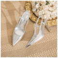 Damen Slingback High Heel Schuhe aus glänzendem Silber R&B