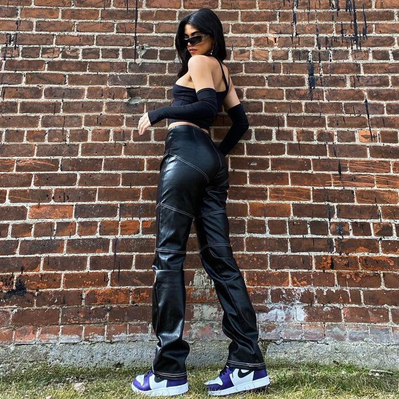 Damen Asymmetrisches Crop-Top mit langen Ärmeln R&B