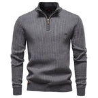 Herren Strickpullover mit modernem Zipper und strukturiertem Design