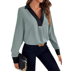 Damen Elegante Bluse mit kontrastierendem Kragen R&B