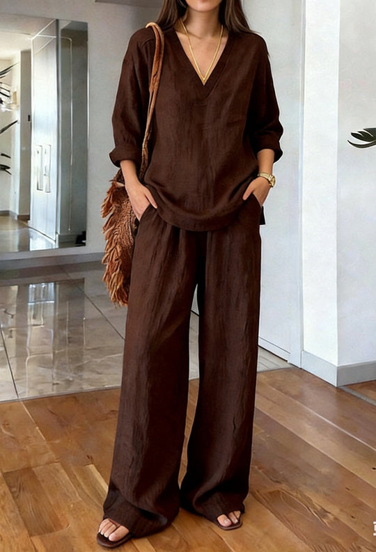 Damen Bequeme Leinen-Hose mit lässigem Schnitt und praktischen Taschen R&B