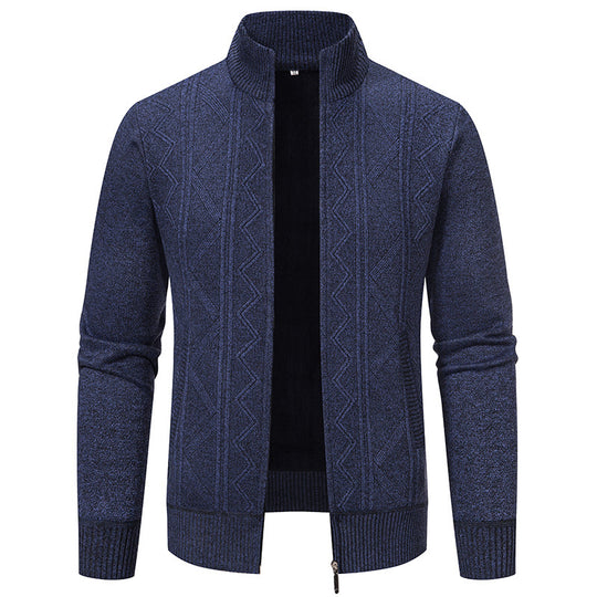 Herren Strickjacke mit modernem Reißverschluss und dekorativem Muster R&B