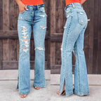 Damen Ripped Flared Jeans R&B