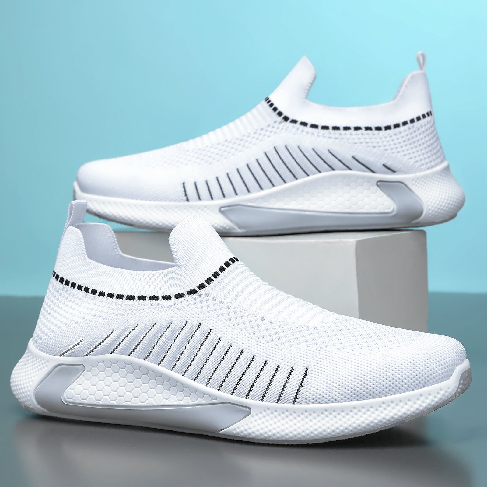 Damen Sportive Slip-On Sneakers mit elastischem Mesh-Obermaterial R&B