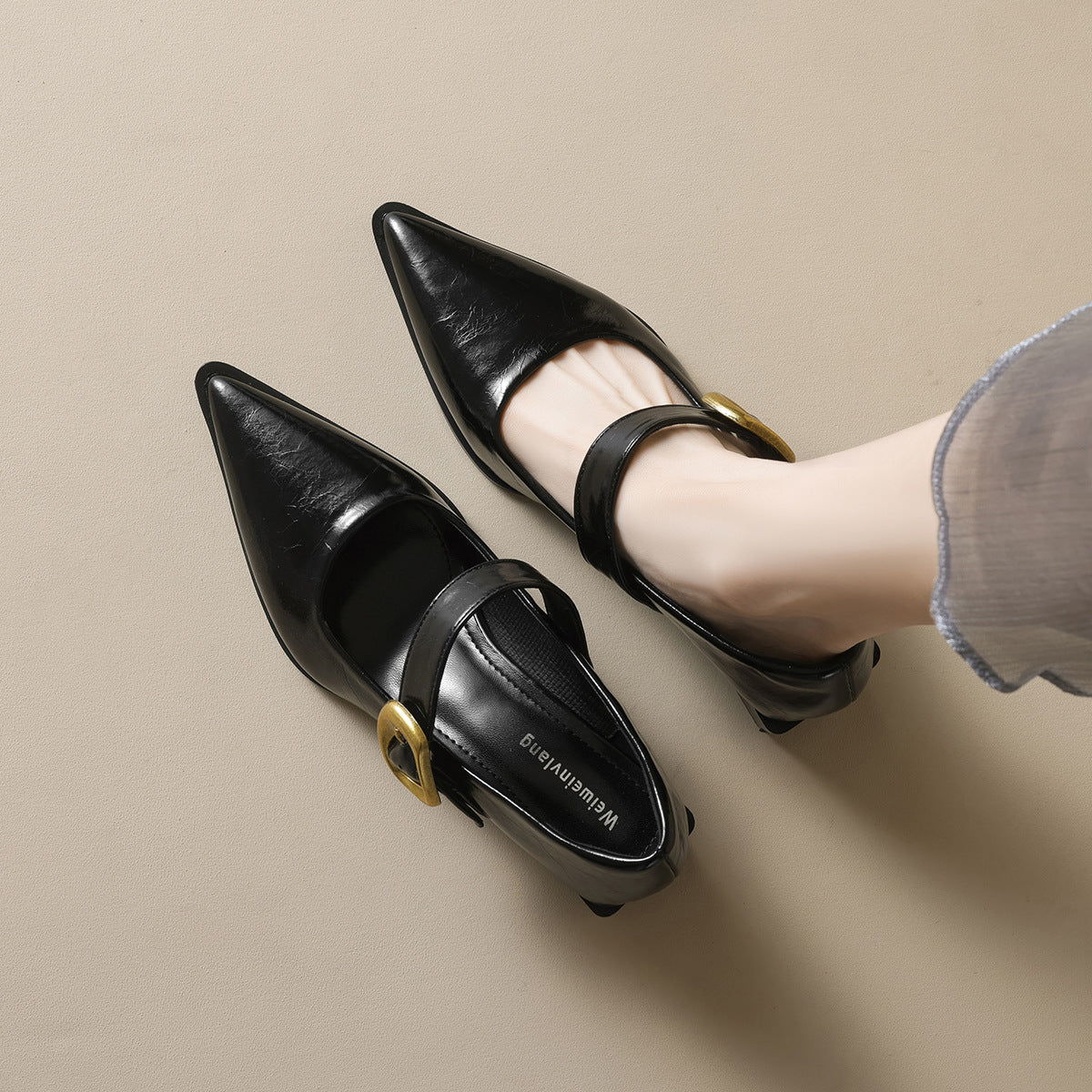 Damen elegante Mary-Jane Schuhe mit modischem Schnallenverschluss