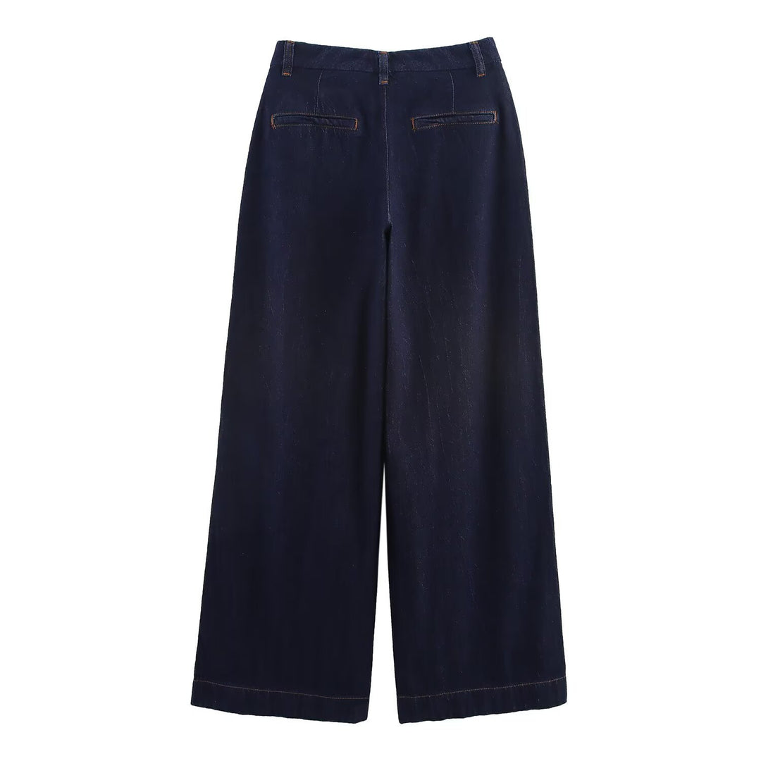 Damen weite Jeanshose mit eleganter Taillierung und seitlichen Eingrifftaschen R&B
