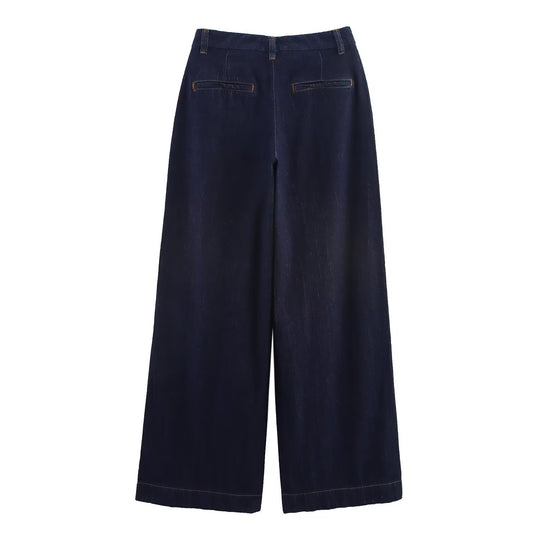 Damen weite Jeanshose mit eleganter Taillierung und seitlichen Eingrifftaschen R&B