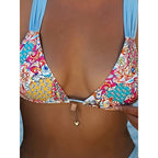 Damen Triangel-Bikini mit floralem Design und verstellbaren Trägern