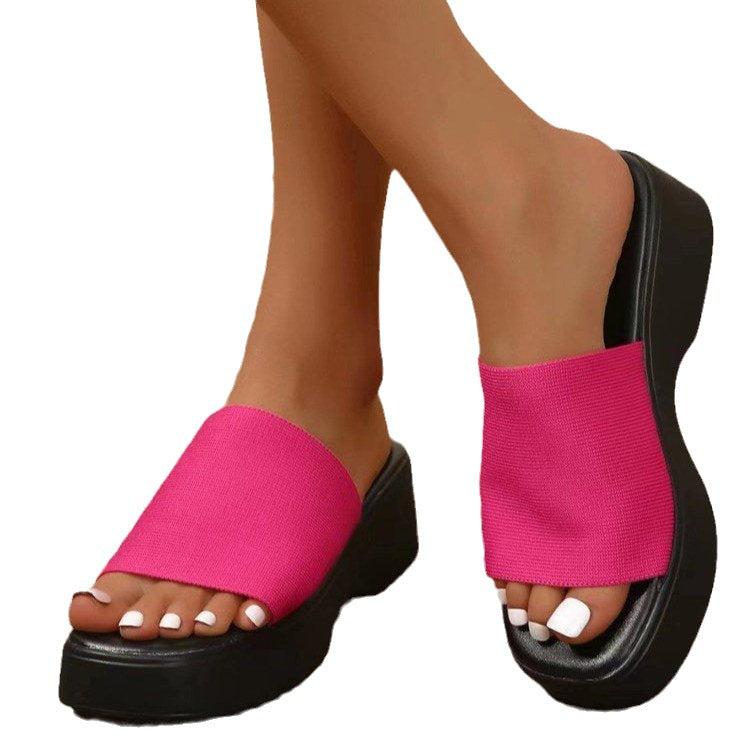 Damen Komfortable Wedge-Pantoletten mit breitem Riemendesign und anatomischem Fußbett R&B