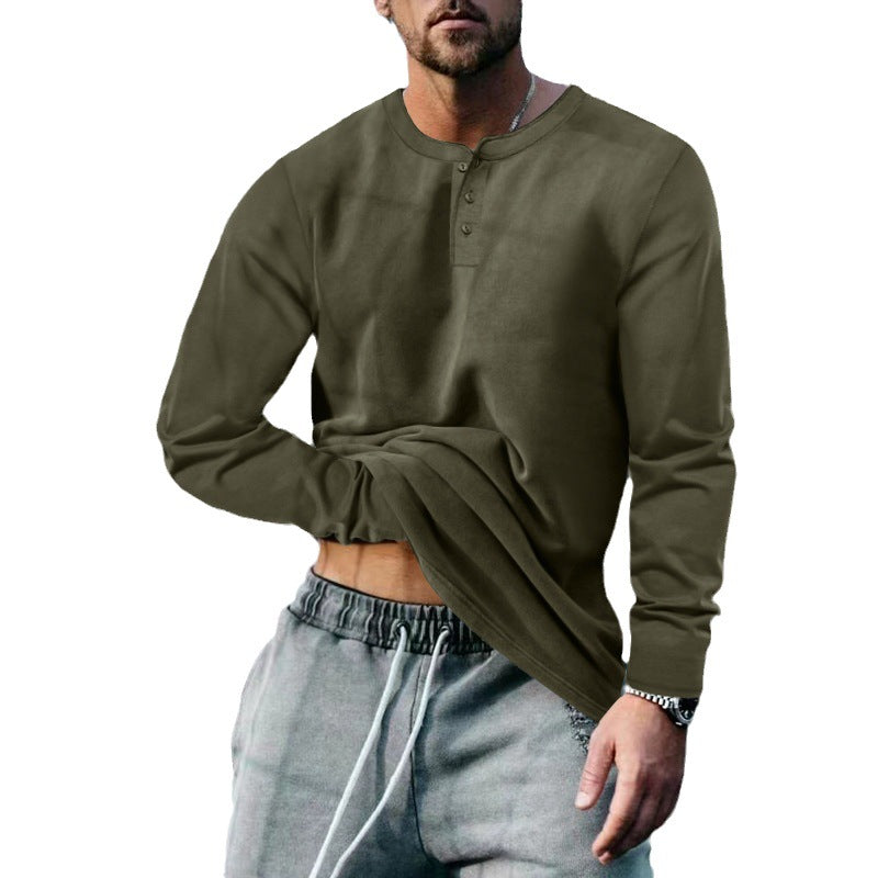 Herren Langarm-Henley-Shirt mit klassischem Knopfleisten-Design und weichem Baumwollmix R&B