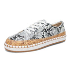 Damen Sneaker mit Korksohle und buntem Schlangenmuster R&B