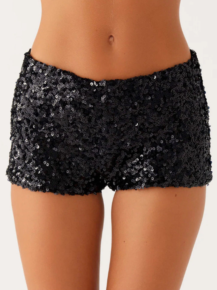 Damen Glitzernde Shorts mit angesagtem Schnitt und elastischem Bund R&B