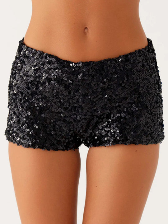 Damen Glitzernde Shorts mit angesagtem Schnitt und elastischem Bund R&B