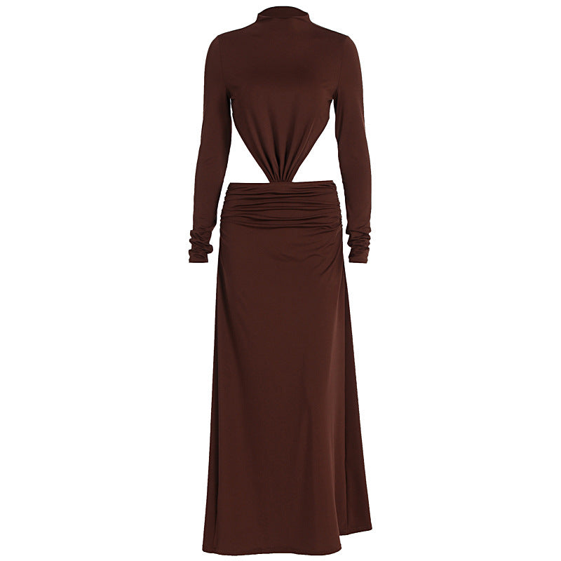 Damen Elegantes Wickelkleid mit langen Ärmeln und Raffungen R&B