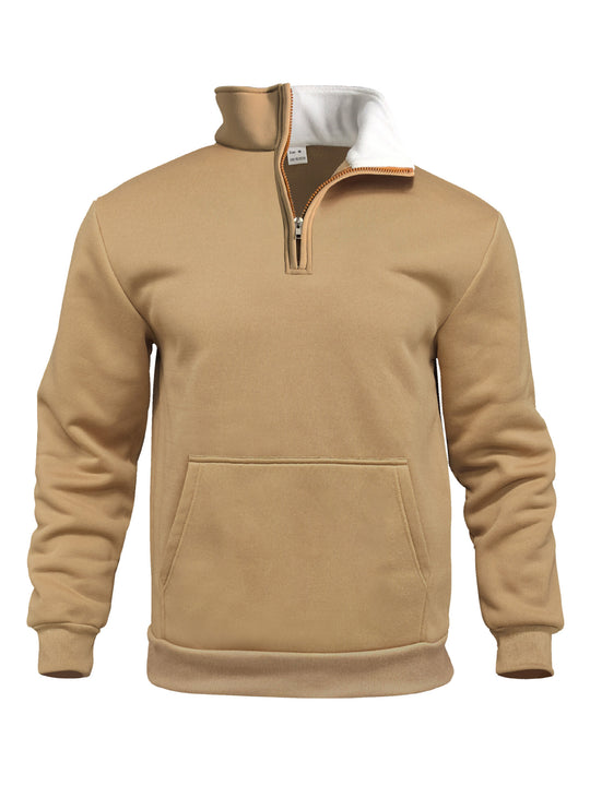Herren sportlicher Kapuzenpullover mit halbem Reißverschluss und praktischer Kängurutasche R&B