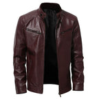 Herren stylische Kunstleder-Motorradjacke im Biker-Stil R&B