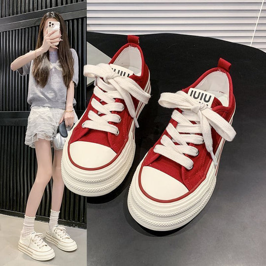 Damen Canvas Sneakers mit kontrastierenden Details und bequemen Schnürsenkeln R&B