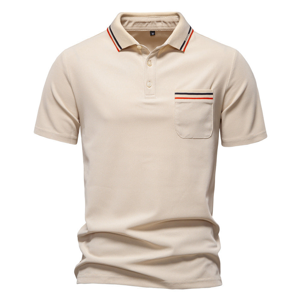Herren nan modernes Poloshirt mit aufgesetzter Brusttasche und Kontrastbesatz am Polokragen R&B