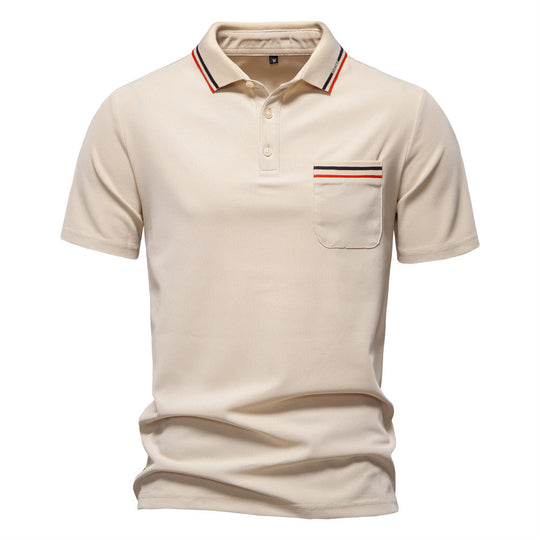 Herren nan modernes Poloshirt mit aufgesetzter Brusttasche und Kontrastbesatz am Polokragen R&B