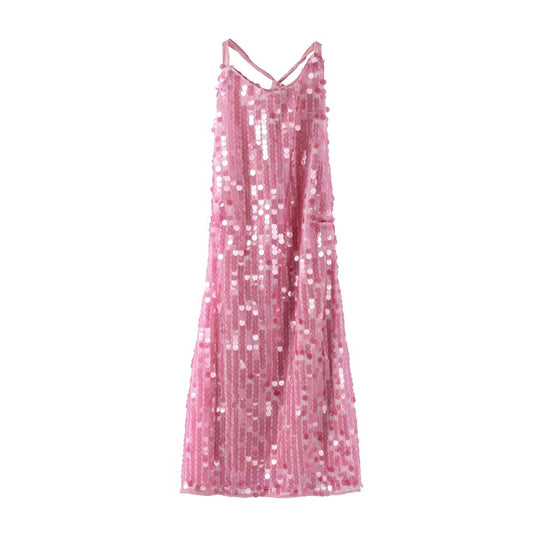 Damen Glamouröses Pailletten-Minikleid mit haltem Ausschnitt R&B
