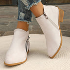 Damen Modische Ankle Boots mit Reißverschluss und dezenter Applikation EB