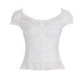 Damen Elegantes Blusenoberteil mit verspielten Puffärmeln und Knopfleiste R&B