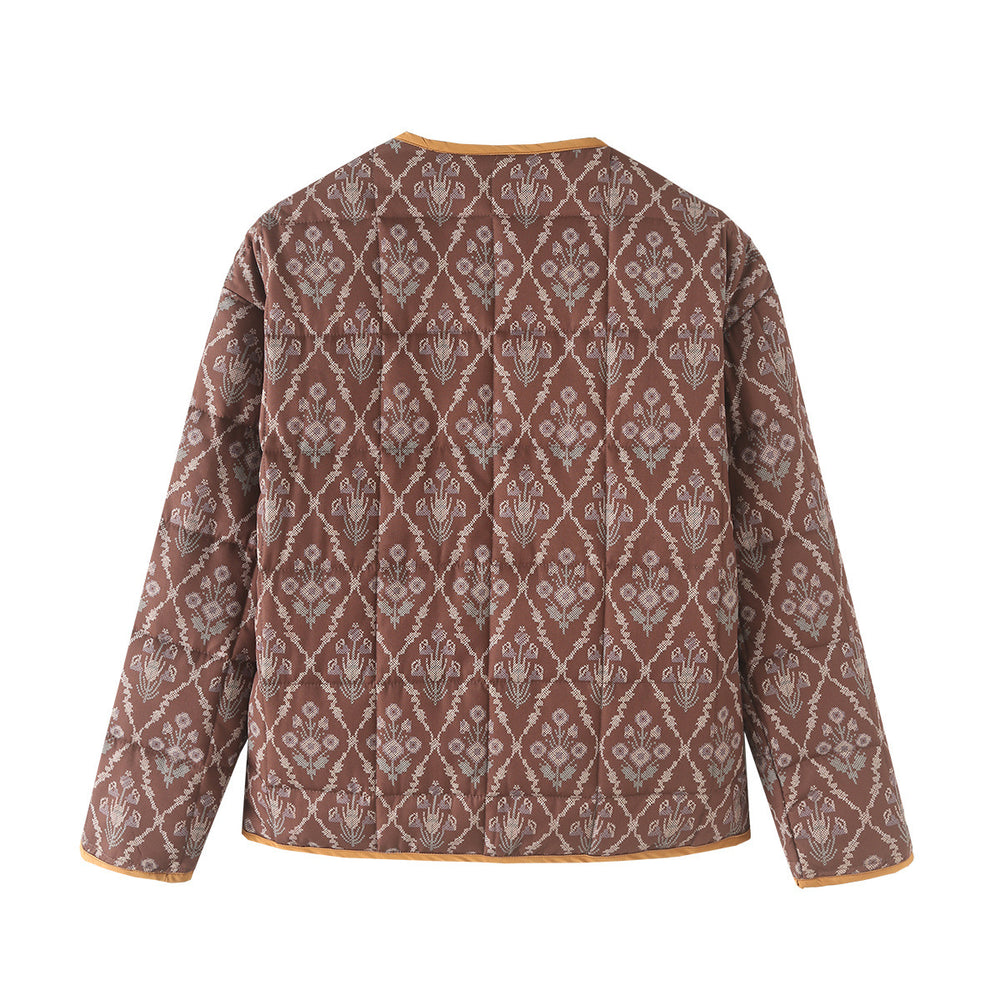 Damen gesteppte Übergangsjacke mit floralem Design und praktischen Taschen R&B