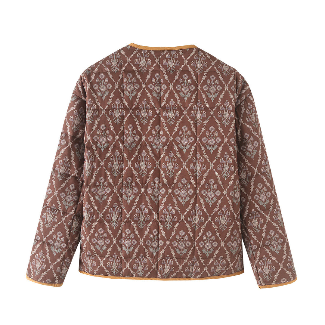 Damen gesteppte Übergangsjacke mit floralem Design und praktischen Taschen R&B