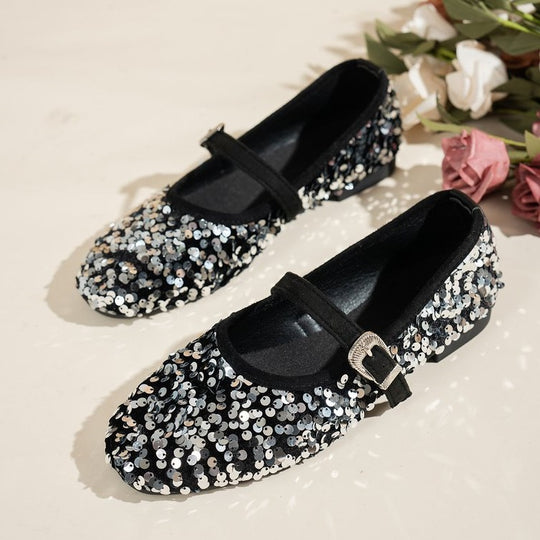 Damen Glitzernde Ballerinas mit verstellbarem Riemchen R&B