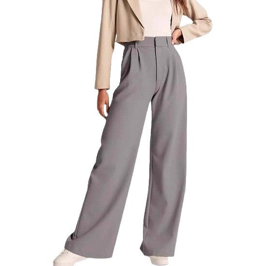Damen weite High-Waist Hose mit Falten- und Bunddetails R&B