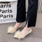 Damen elegante Pumps mit dekorativem Flausche-Akzent