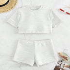 Damen Sport Crop-Top und Shorts Set R&B