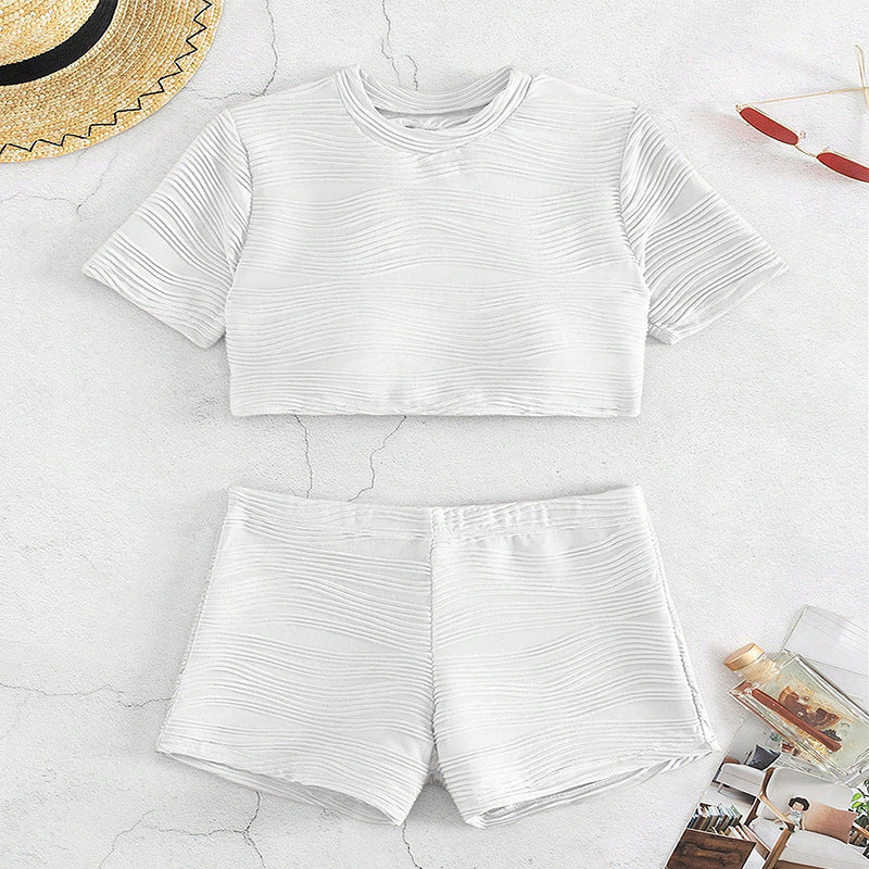 Damen Sport Crop-Top und Shorts Set R&B
