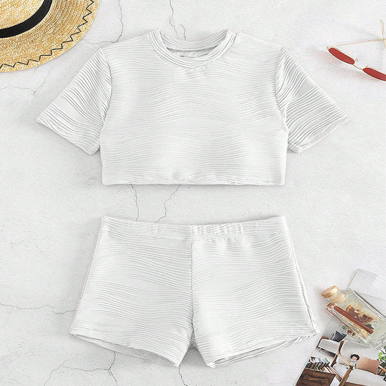 Damen Sport Crop-Top und Shorts Set R&B