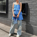 Damen luftiges Schwingkleid mit mehrlagigem Design und verstellbaren Trägern R&B
