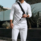 Herren Sportliches Langarmshirt mit Knopfleiste und praktischer Kapuze R&B