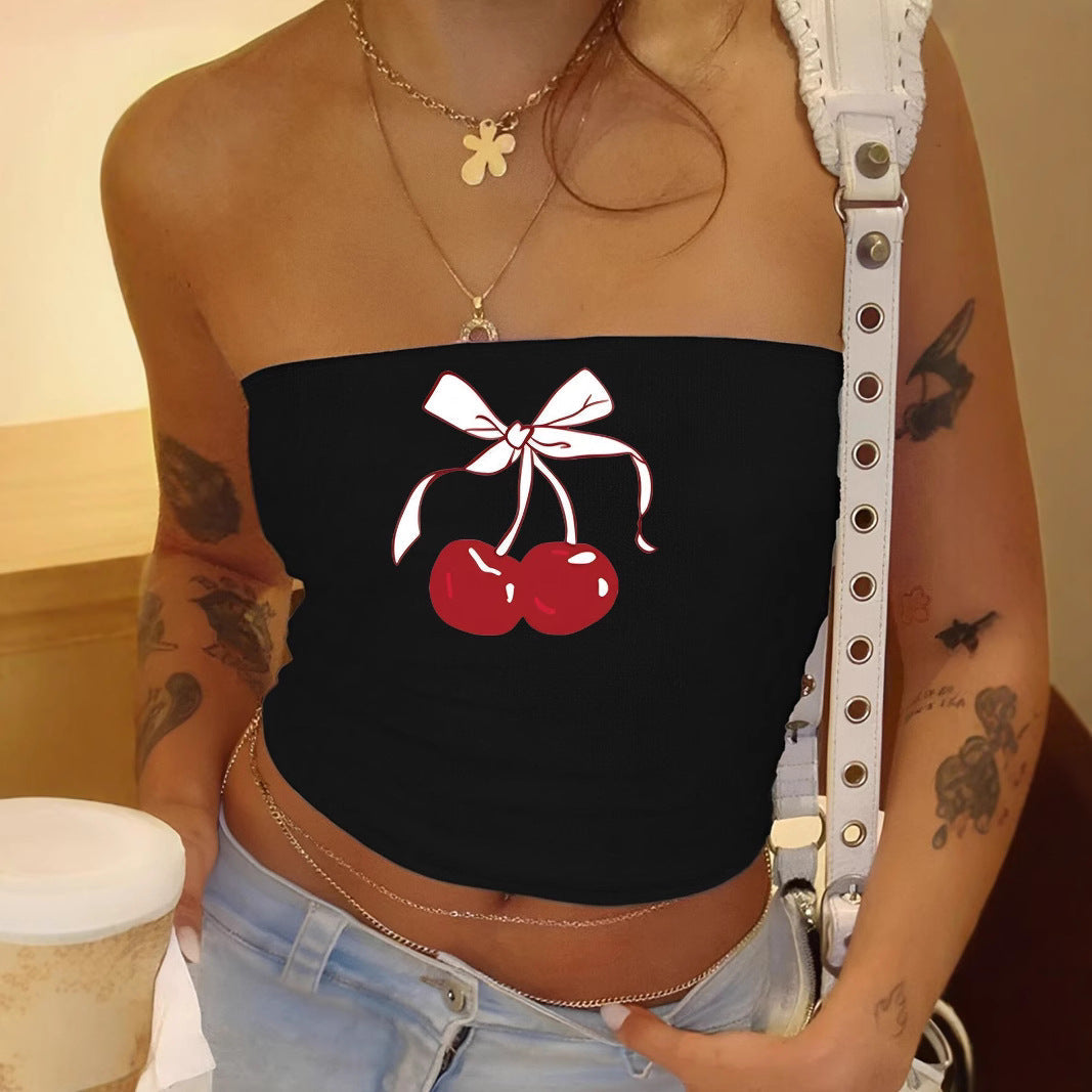 Damen Bandeau-Top mit elegantem Spitzenbandmotiv R&B