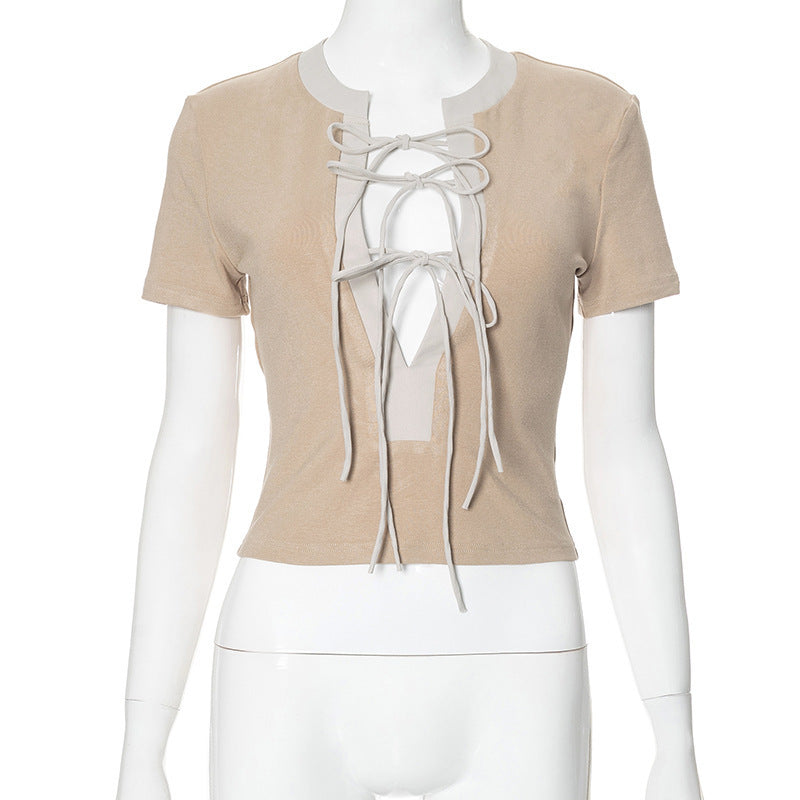 Damen elegantes Crop-Top mit raffiniertem Schnürdesign R&B