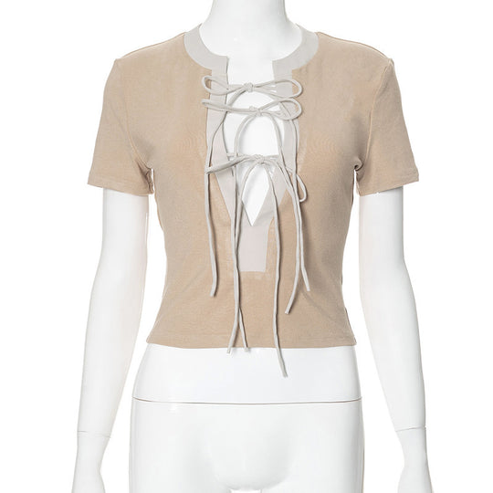 Damen elegantes Crop-Top mit raffiniertem Schnürdesign R&B