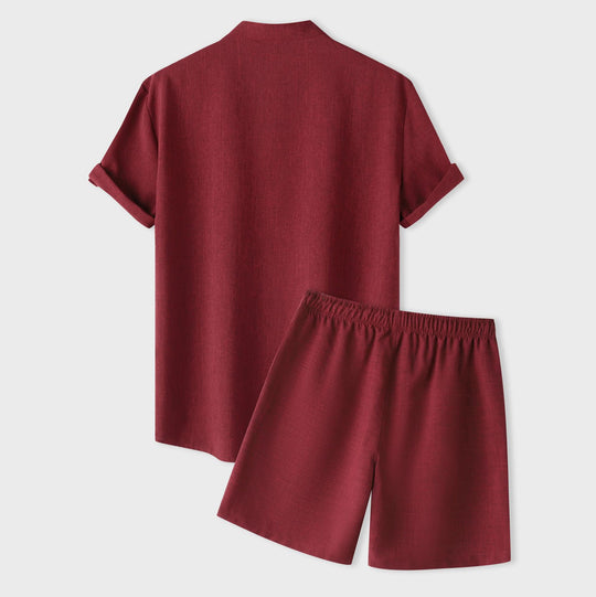 Damen Kurzarm Pyjama-Set aus atmungsaktivem Stoff mit elastischem Bund R&B
