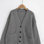 Damen Strickjacke mit großzügigen Taschen und Knopfdetails R&B
