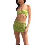Damen Bandeau-Top mit Kettenakzent und Minirock R&B