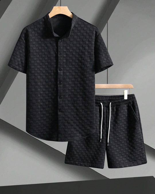 Damen lässiges Kurzarm Hemd und Shorts Set R&B