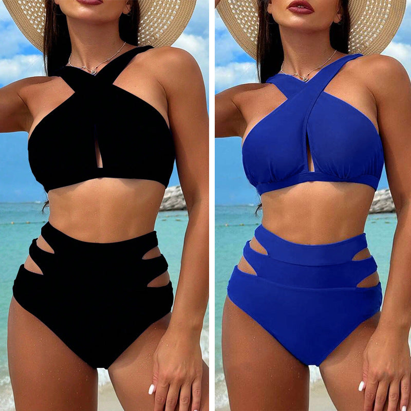 Damen Hochgeschnittener Bikini mit stylischen Cut-Outs R&B