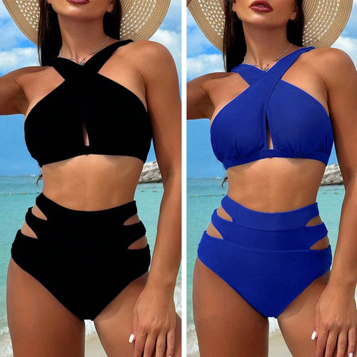 Damen Hochgeschnittener Bikini mit stylischen Cut-Outs R&B