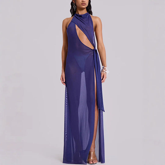 Damen Elegantes Cut-Out Maxikleid R&B