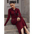 Damen Etuikleid mit feinem Rippenmuster und dekorativen Knopfdetails R&B